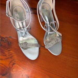 Elegant Silver Strappy Women's Heels